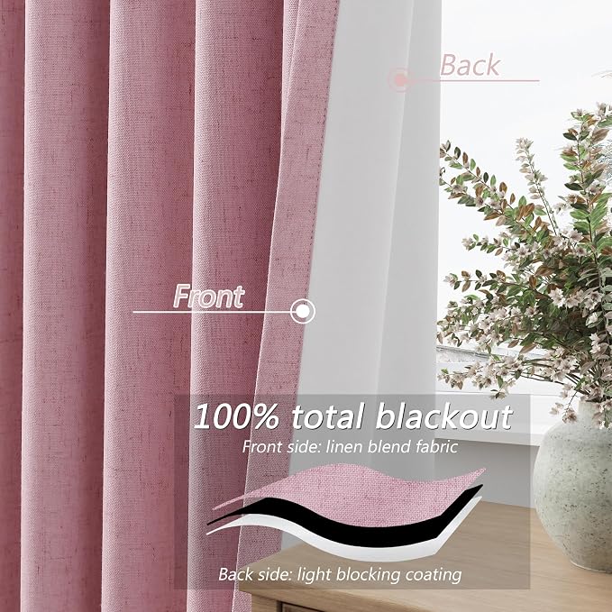 100% Blackout Curtains 90 Inch Length 2 Panels Set - Image 4