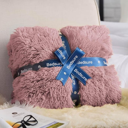 Bedsure GentleSoft Fluffy Dusty Pink Blankets Queen Size - Image 6