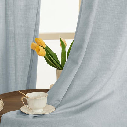63 Inch Length Faux Linen Curtains - Image 3
