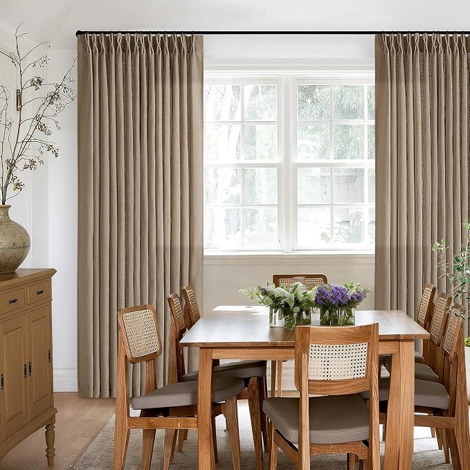Extra Long Light Brown 120 Inches Semi Sheer Linen Curtains Brown Coffee | - Image 6