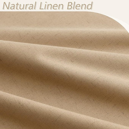 Camel Brown 100% Blackout Linen Curtains 63 Inch Length 2 Panels Set - Image 3