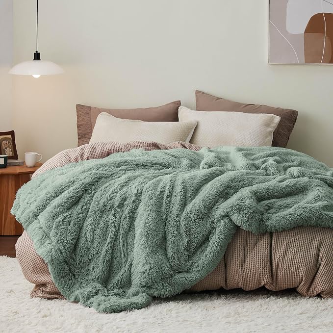Bedsure GentleSoft Fluffy Sage Green Throw Blanket, Sage Green Decor - Image 6