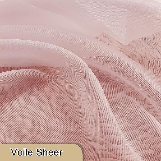 Blush Pink Sheer Curtains 72 Inches Long 2 Panels, Lightweight Dual Rod Pockets - Image 8