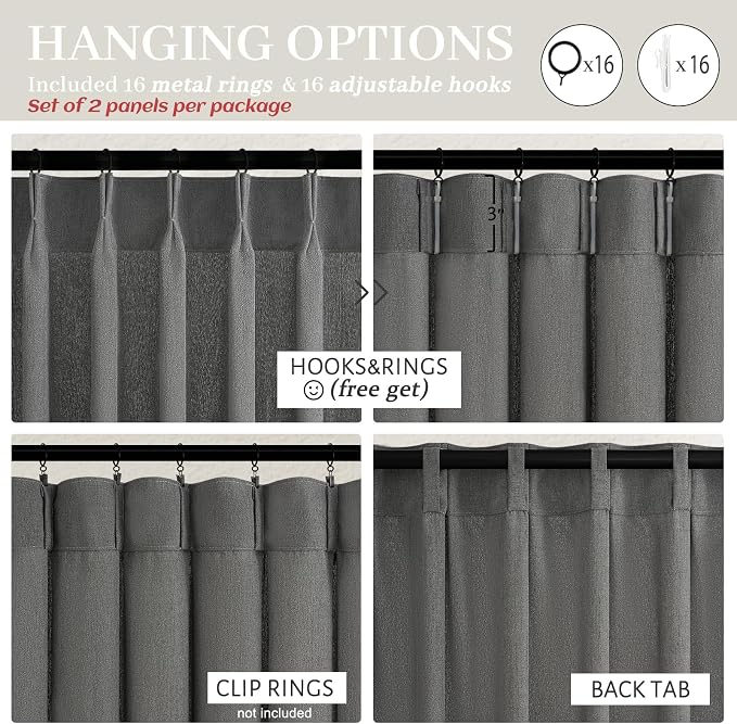 Natural Linen Semi Sheer Ceiling Curtains 102 Inches Long 2 Panels - Image 5