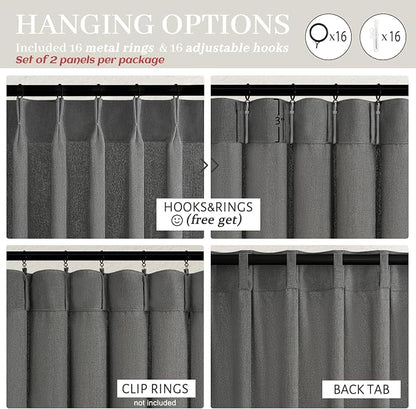 Natural Linen Semi Sheer Ceiling Curtains 102 Inches Long 2 Panels - Image 5