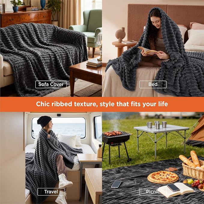 Bedsure Soft Cal Size Blanket for Bed Grey 102"x96" | Birthday Gifts for Women - Image 4