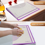 26 * 16 inches Purple, Non-Slip Silicone Baking Sheets - Baking Mat with 0.7mm Thickness - Non-Stick Pastry & Cookie Mat for Kitchen Counter for Rolling Out Dough with Measurements.