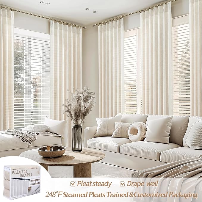 Extra Long 144 Inch Pinch Pleated Light Filtering Large Curtains - Image 6