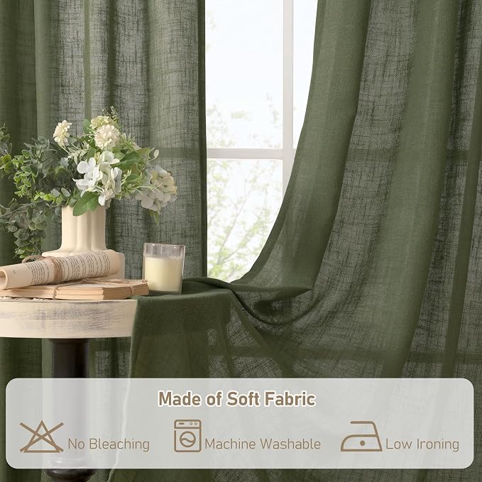 Light Filtering Linen Curtains 63 inches Long - Image 8