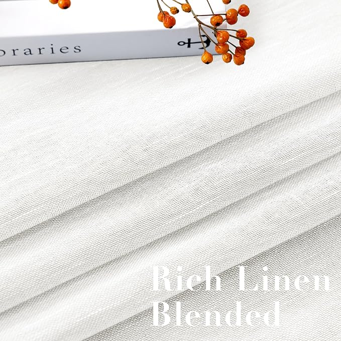 H.VERSAILTEX White Linen Curtains 96 inches Long Natural Linen Blended - Image 4