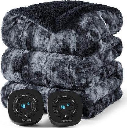 Bedsure Faux Fur Electric Blanket Queen Size, Dual Control Heated Blanket Queen by Unknown