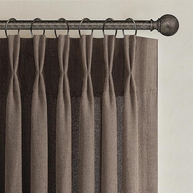 Dark Brown Pleated 90 Inch Bedroom Curtains 2 Panels Set, Memory Shape Pinch - Image 7