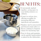 Bellemain One Piece Stainless Steel - Nesting measuring cups for Kitchen for Bakers, Dry - Ml & Oz measuring cup for Liquid, Metal, Set of 6