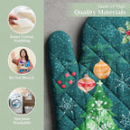 Maison d' Hermine Oven Gloves 100% Cotton Oven Mitt 7" x 13" with Loop Heat Resistant, BBQ, Cooking Gloves, Baking, Grilling, Kitchen, Handling Hot Pans (Pack of 1, Hygge Christmas)