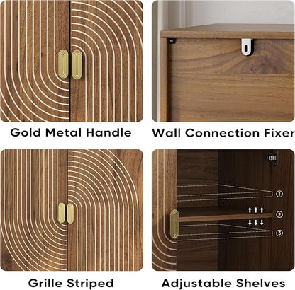 Modern Sideboard Storage Cabinet: Geometric Pattern Wooden Buffet - Image 5