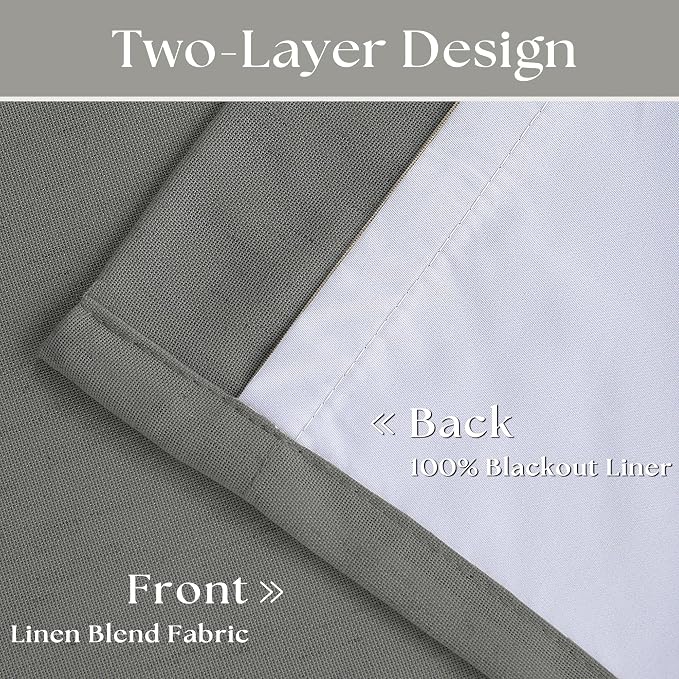 Grey 100% Blackout Pinch Pleat Linen Curtains 108 Inches Long - Image 4