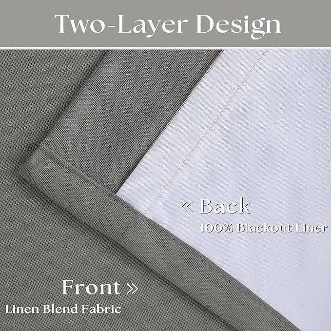 Dark Grey Pinch Pleated Linen Blackout Curtains 90 Inches Long - Image 4