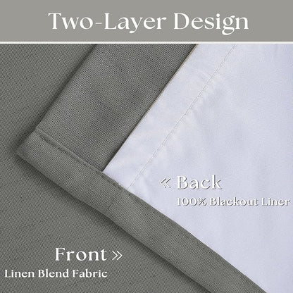 Grey Pinch Pleated 100% Blackout Linen Curtains - Image 4