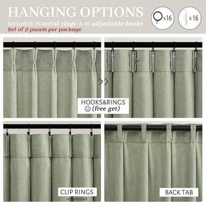Sage Green Pinch Pleated Sheer Curtains 84 Inches Long - Image 5