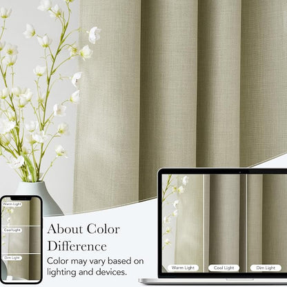 NICETOWN Short Faux Linen Beige Blackout Curtains 63 inches Long - Image 5