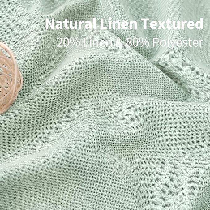 YoungsTex Light Green Linen Semi Sheer Curtains 45 Inch Length, Short Drapes - Image 4