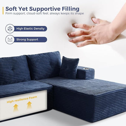 MAXYOYO 132" Giant U-Shaped Modular Sectional Couch, Modern Boneless Couch - Image 7