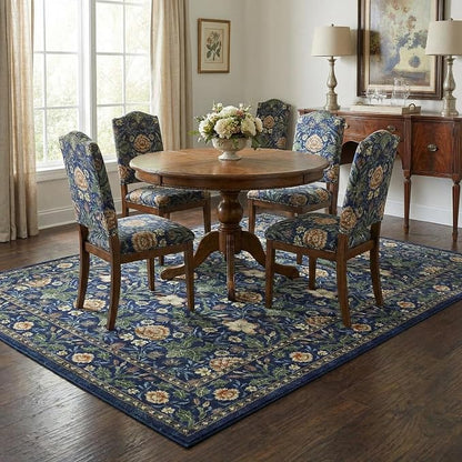 GarveeHome Green Washable Area Rug 5x7, Retro Floral Low Pile Non Slip Living - Image 2