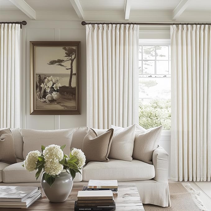 Natural Extra Wide Pinch Pleat Linen Curtains 70x84 Inches Long | 70 Inch Wide - Image 7