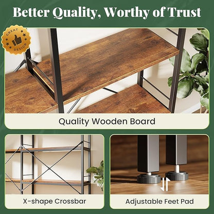 Huuger 4 Tier Bookshelf, L Shaped Corner Bookshelf - Image 8