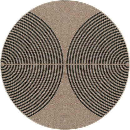 Lahome Enfys Modern Rainbow Round Rug, 6ft Easy Jute Circle Patio Rug Washable - Image 6