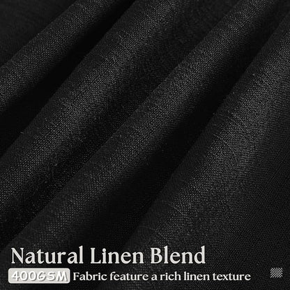 Black Pinch Pleated Linen Semi Sheer Curtains 45 Inch Length 2 Panels Set | - Image 3
