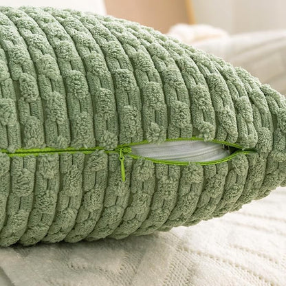 Set of 4 Sage Green Decorative Throw Pillow Covers 16x16 Inch Corduroy Pillow - Image 5