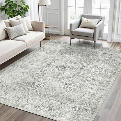 Soalmost 6x9 Area Rug for Living Room Washable Non-Slip Rugs Light Gray | - Image 9