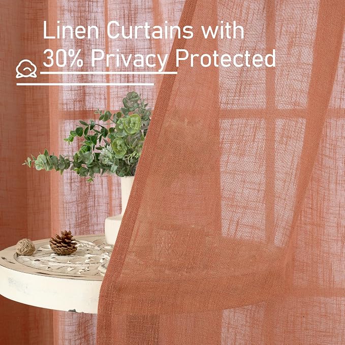 Linen Sheer Curtains 95 inch for Living Room, Soft Thick Light Filtering Boho - Image 6