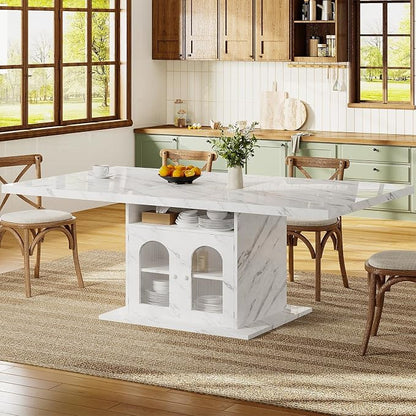 HSH Dining Table for 4–6, Wood Rectangle Dinner Table - Image 8