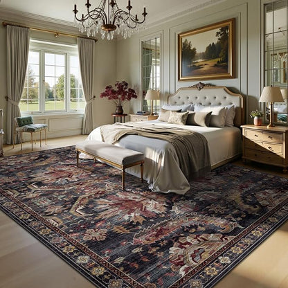 8x10 Area Rugs, Vintage Retro Soft Washable Rug, Non-Slip Low Pile Rugs - Image 3