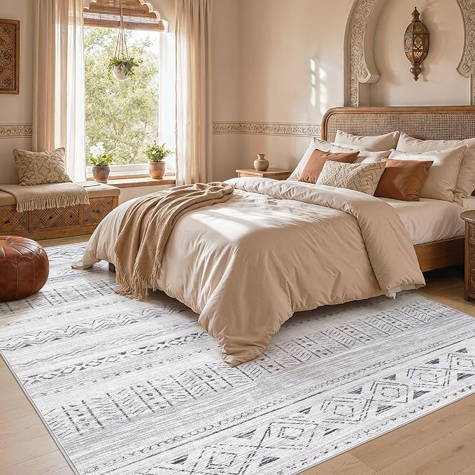 cotiled Boho 10x14 Area Rug for Living Room: Large Moroccan Washable Rug | - Image 5