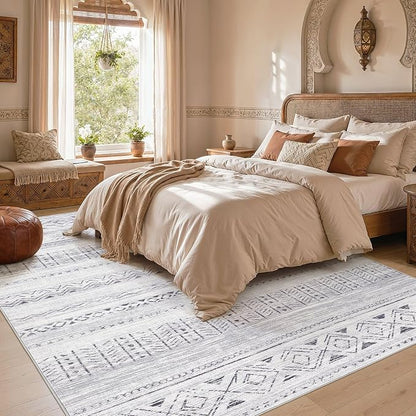 cotiled Boho 10x14 Area Rug for Living Room: Large Moroccan Washable Rug | - Image 5
