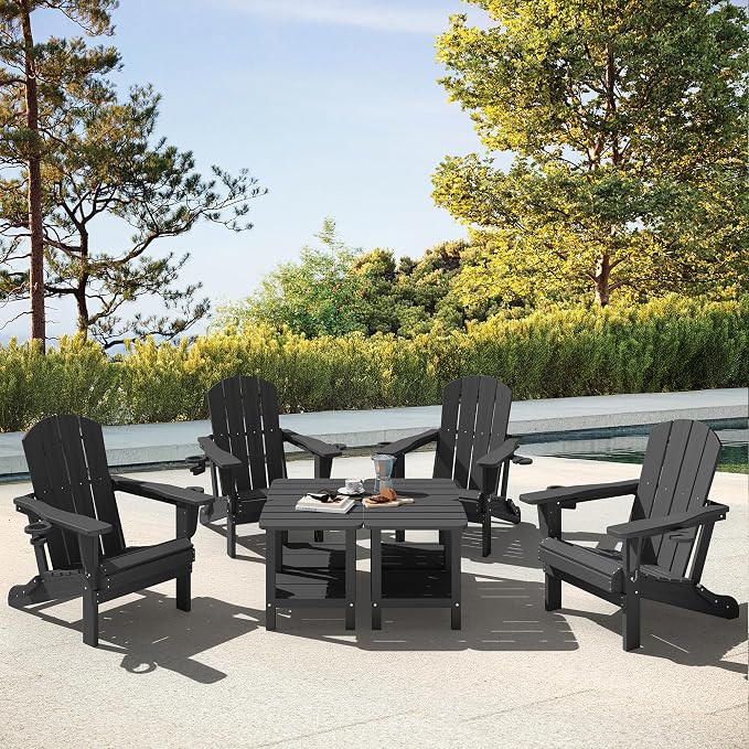 SERWALL Adirondack Table Set of 6, Outdoor Side Table- Gray - Image 9