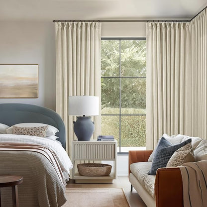 60 Inch Width 120 Inches Long Linen Pinch Pleat Curtains 1 Panel | Light - Image 8