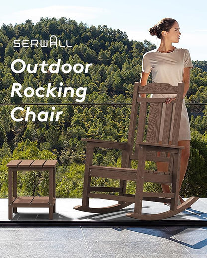 SERWALL Oversized Rocking Chair Set of 4 Outdoor, HDPE Outdoor Rocking Chair - Image 8