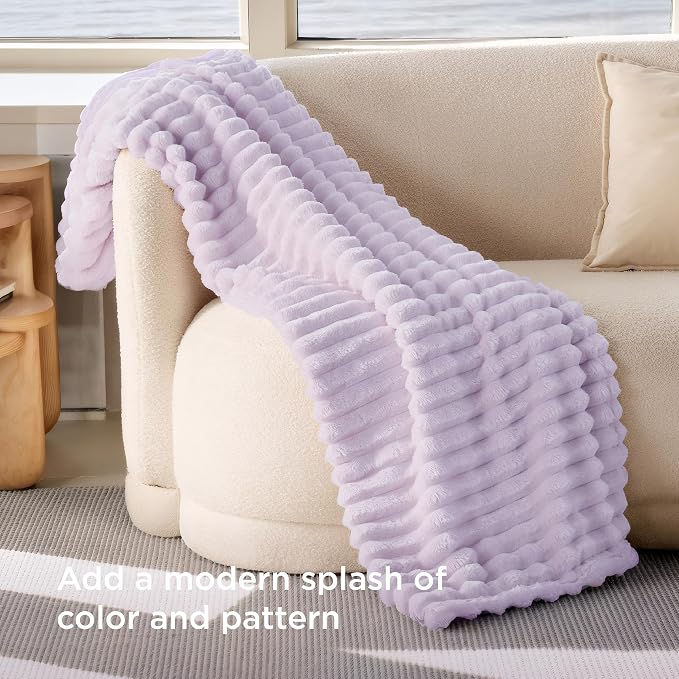 Bedsure Soft Throw Blanket for Couch Decor Gifts Lavender Fog 50"x60" | - Image 3