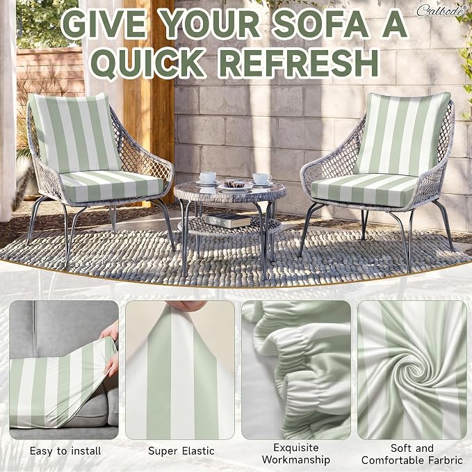 CALBODE 8 Pcs Outdoor Seat Cushion Covers - Image 4