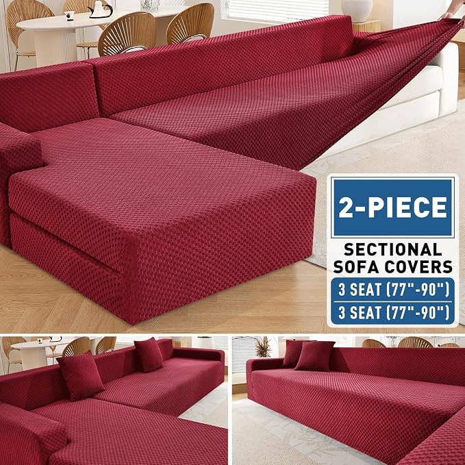 ZNSAYOTX Sectional Couch Covers, Stretch Jacquard Slipcovers - Image 4