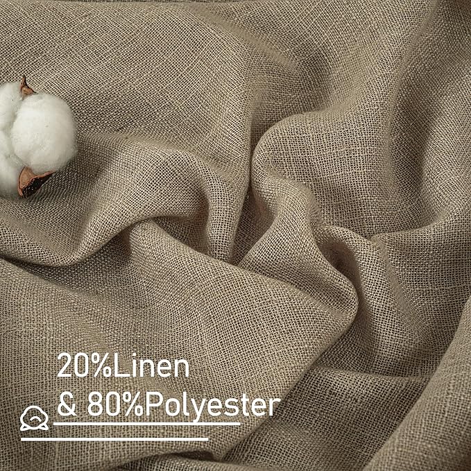 Linen Curtains 48 Inch Length Semi Sheer Light Filtering 2 Panels | Linen - Image 2