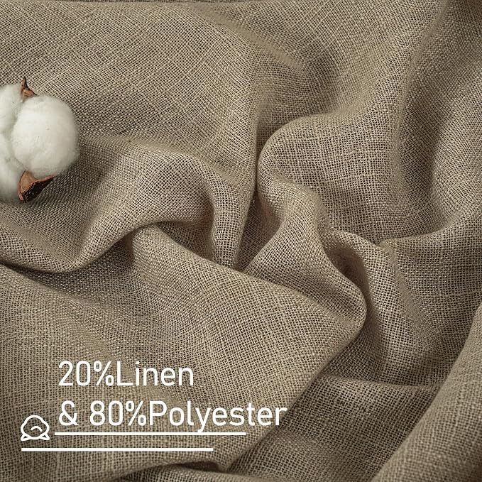 60 Inch Length Taupe Linen Curtains 2 Panels Set, Semi Sheer Light Filtering - Image 3