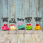 Gyufise 30Pcs Black Glitter Vintage 1995 Cupcake Toppers Awesome Since 1995 Cake Decorations Cheers to 30 Fabulous Thirty Cupcake Picks 30th Birthday Wedding Anniversary Party Cake Decorations
