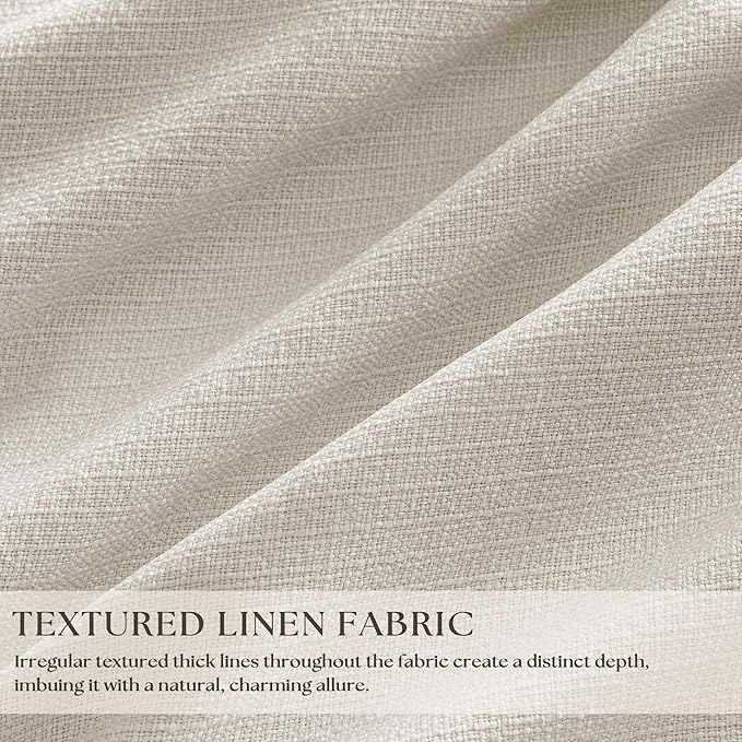 100 Inch Blackout Linen Curtains Pinch Pleated Back Tab Dual Layer W40xL100 | - Image 2