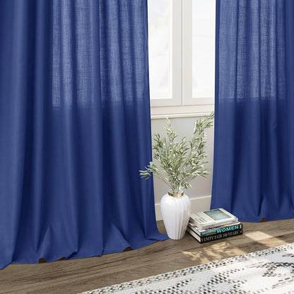 Classic Blue Linen Curtains 72 Inch Length - Image 6