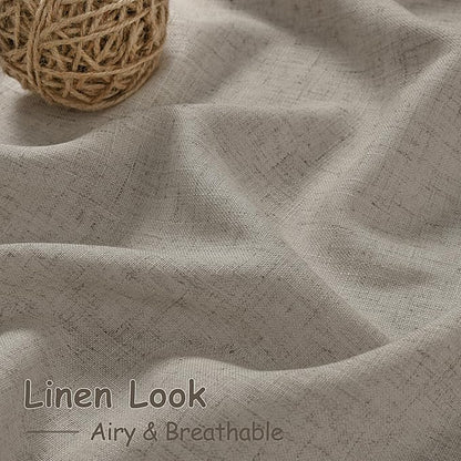 108 Inch Long Curtains for Living Room Grey Beige Linen Simple Modern Light - Image 4
